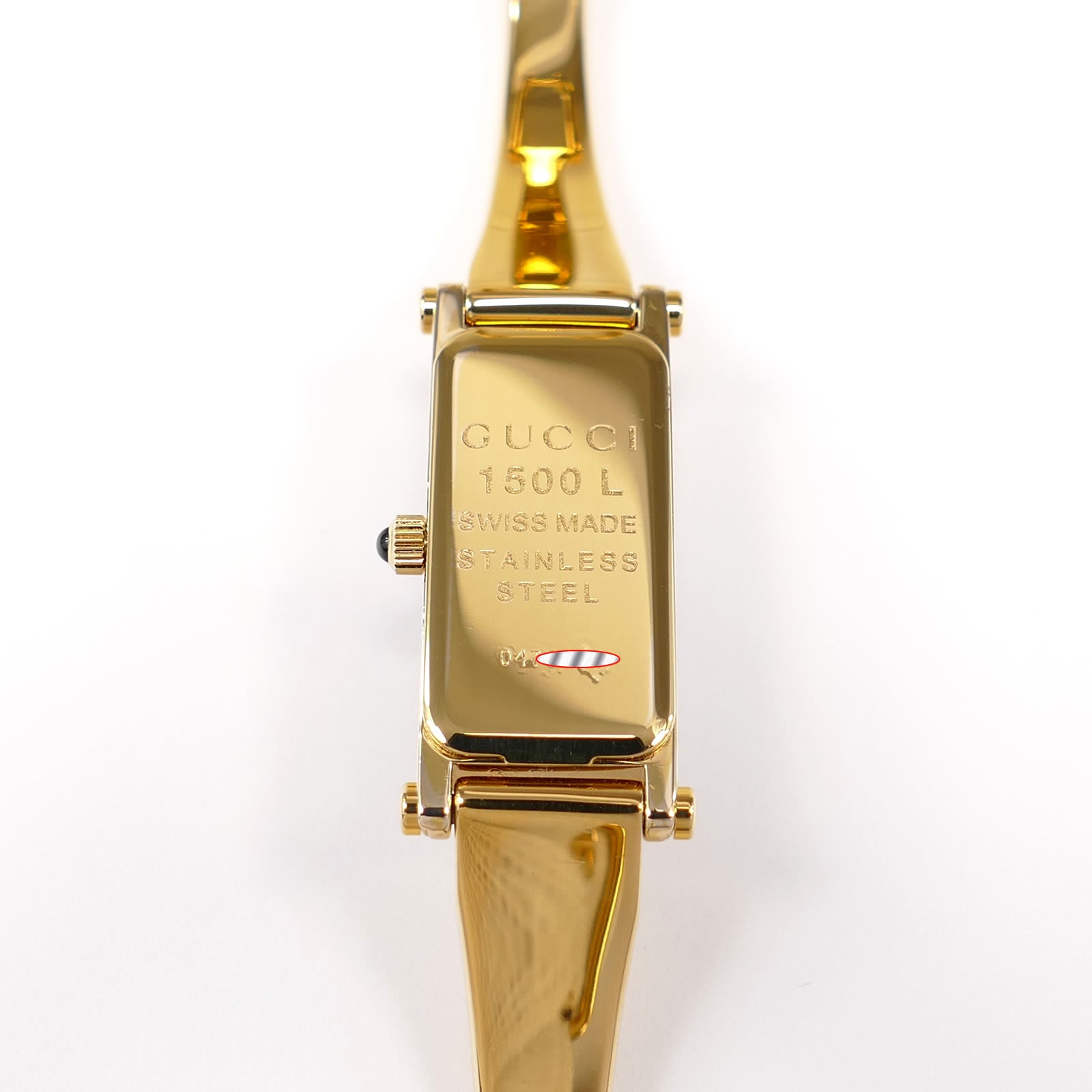 Gucci 1500L 18k Gold Plated case back