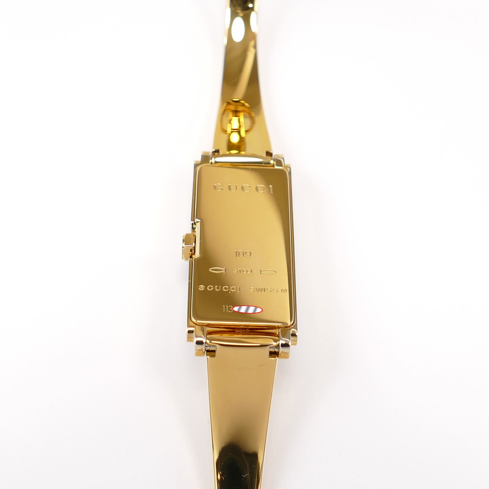 Gucci G-Line 109 18k Gold Plated case back