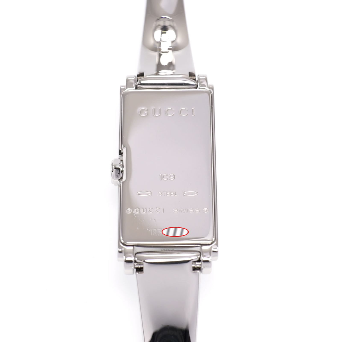 Gucci G-Line 109 stainless steel case back