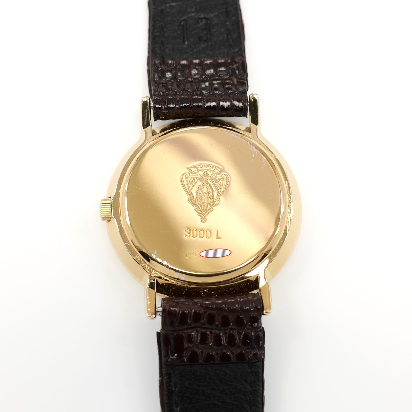 Gucci 3000L 18k gold plated case back