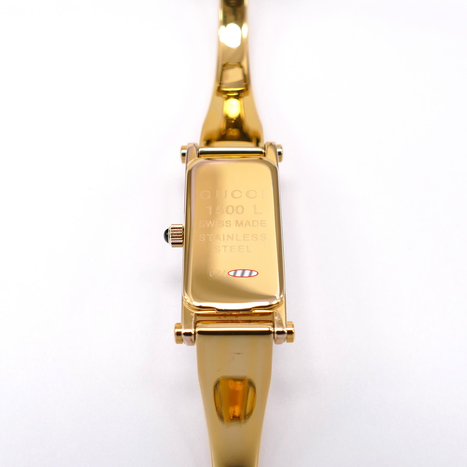 Gucci 1500L 18k Gold Plated case back