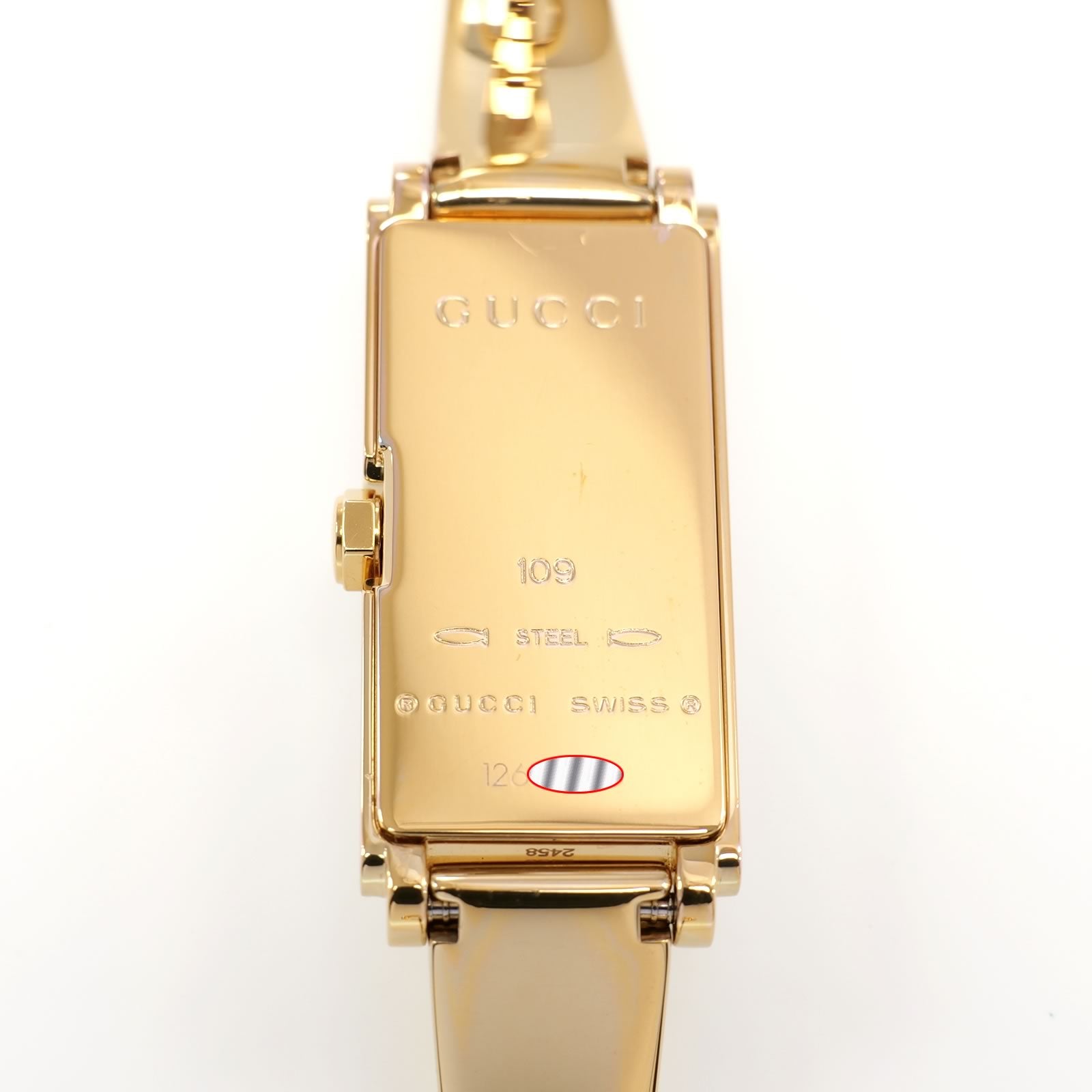 Gucci G-Line 109 18k Gold plated case back
