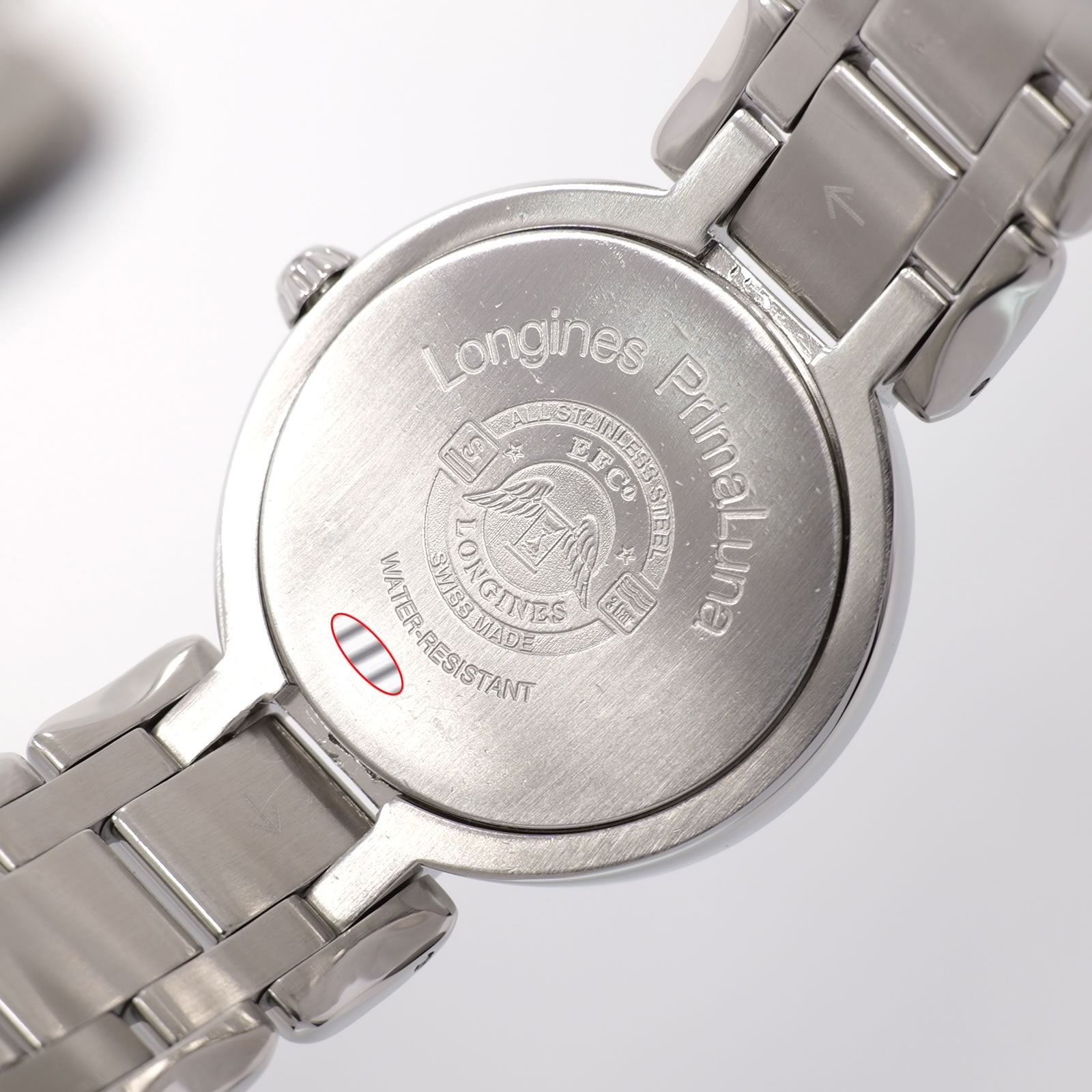 Longines PrimaLuna L8.110.4 stainless steel case back