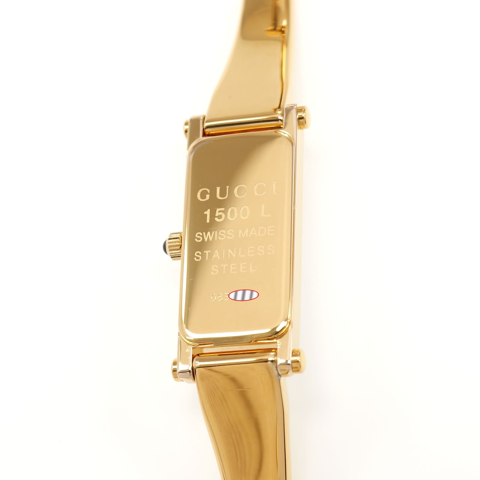 Gucci 1500L 18k Gold Plated case back