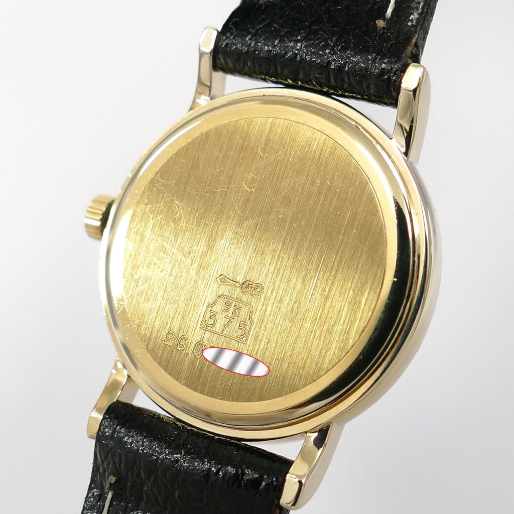 Longines Présence 9k Solid Gold case back hallmark
