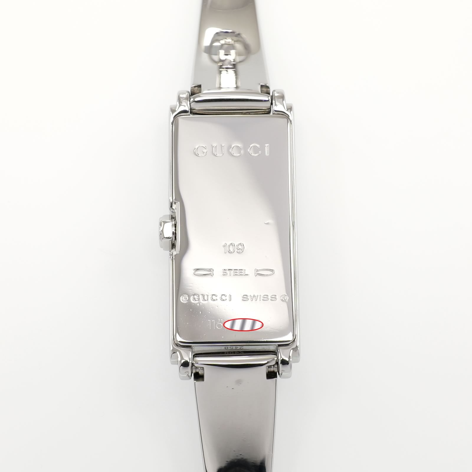 Gucci G-Line 109 stainless steel case back