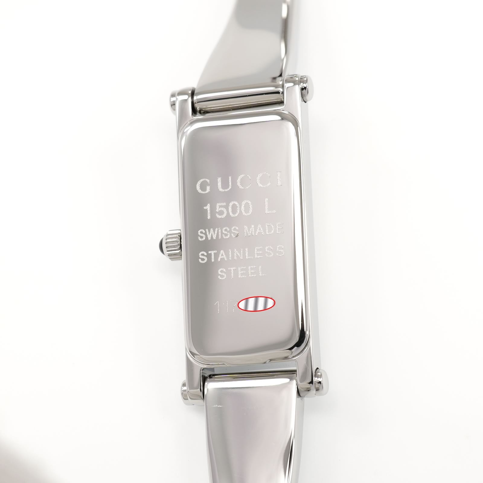 Gucci 1500L stainless steel case back