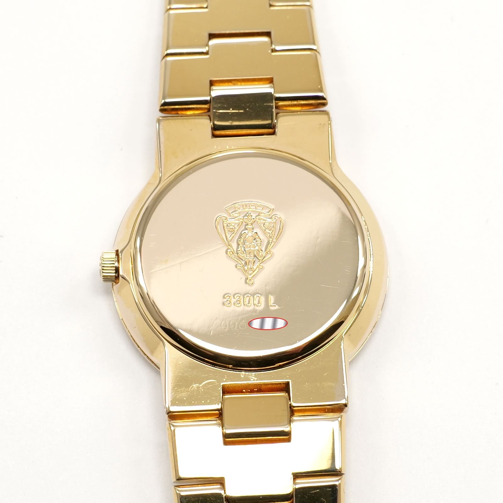 Gucci 3300L 18k Gold Plated case back