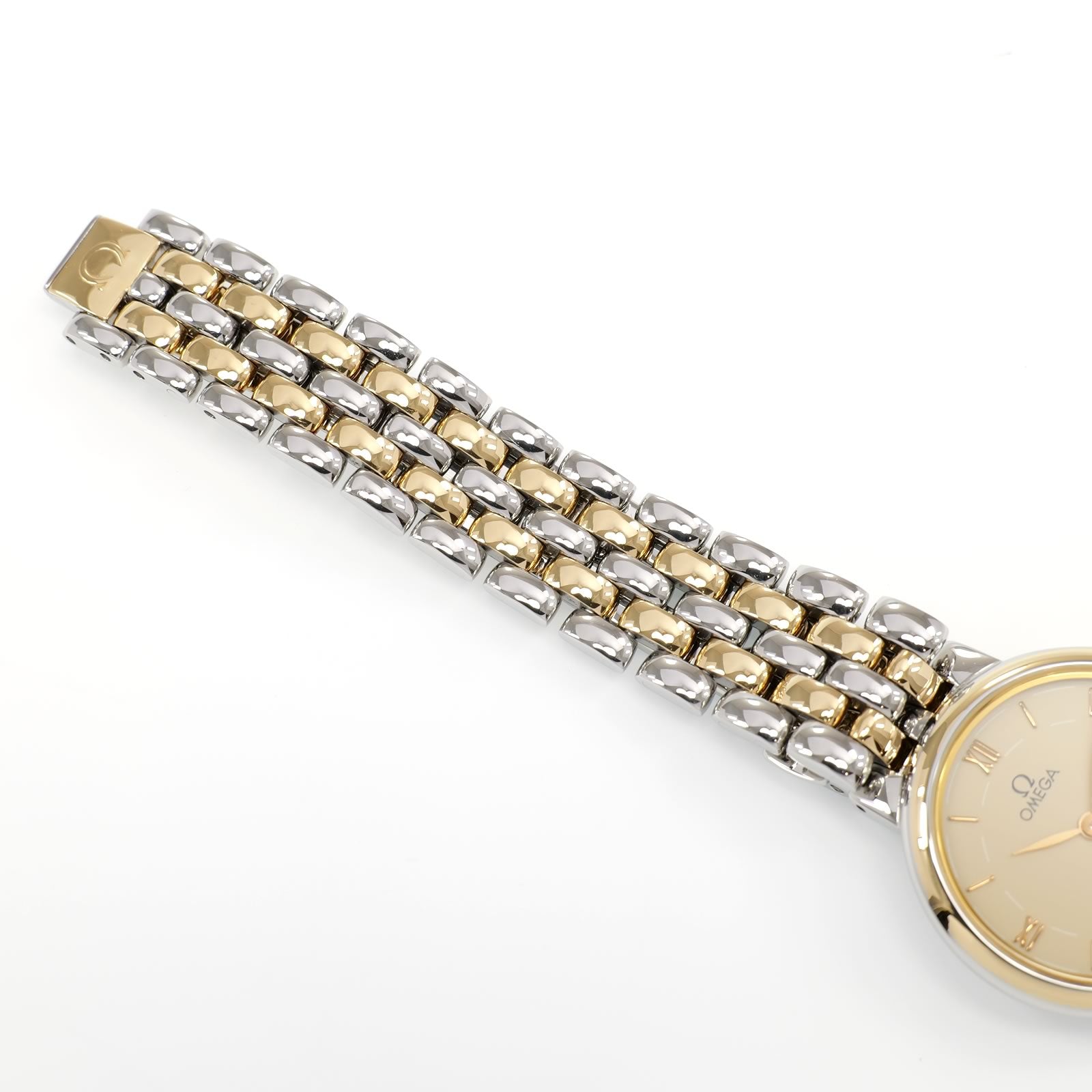 Omega De Ville 7280.63.00 18k Gold & Stainless Steel bracelet top