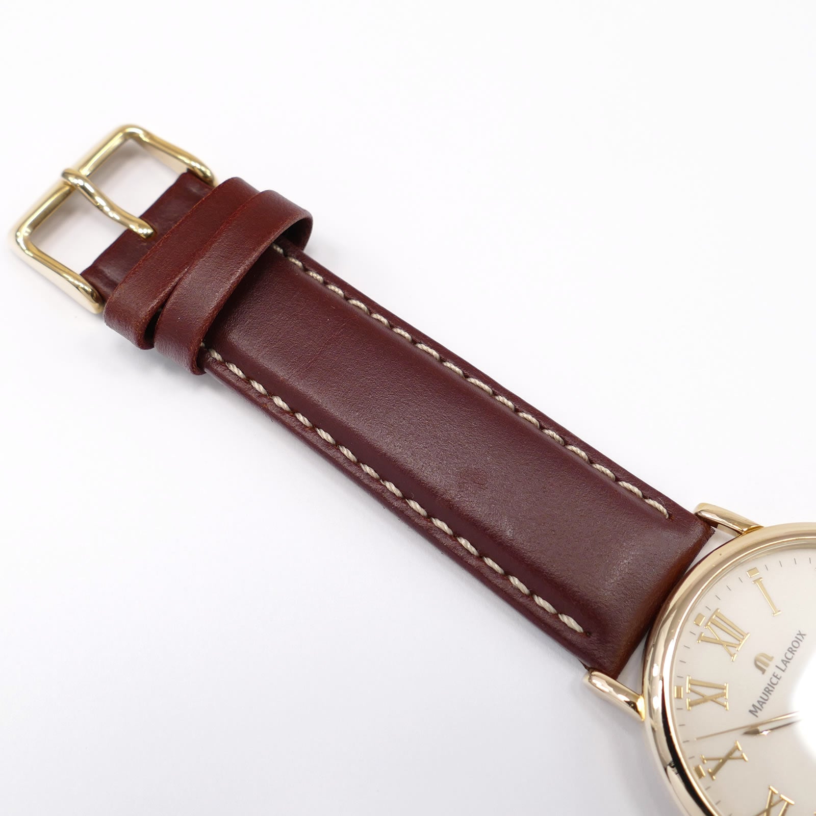 Maurice Lacroix Les Classiques LC1027 brown leather strap top