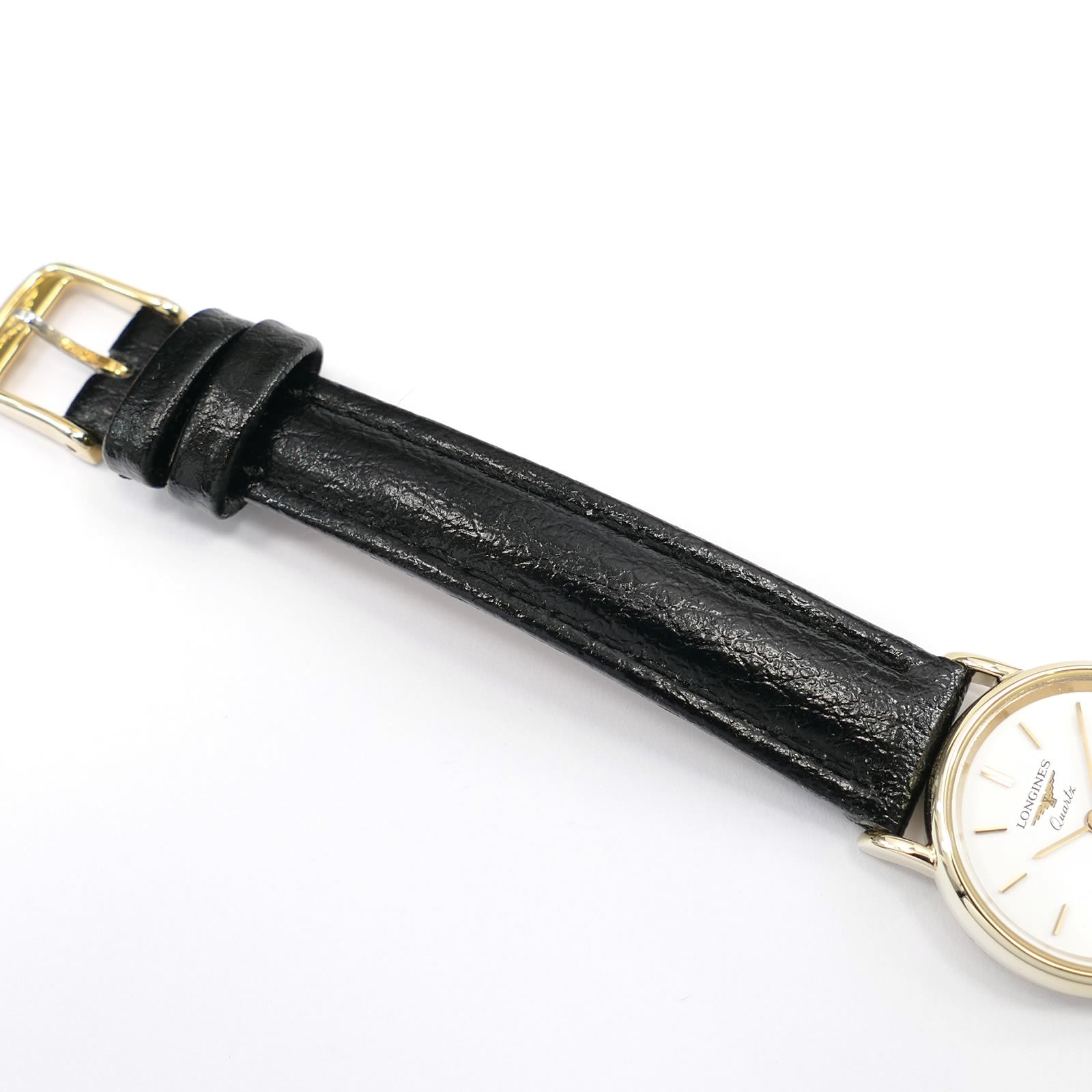 Longines Présence black leather strap top
