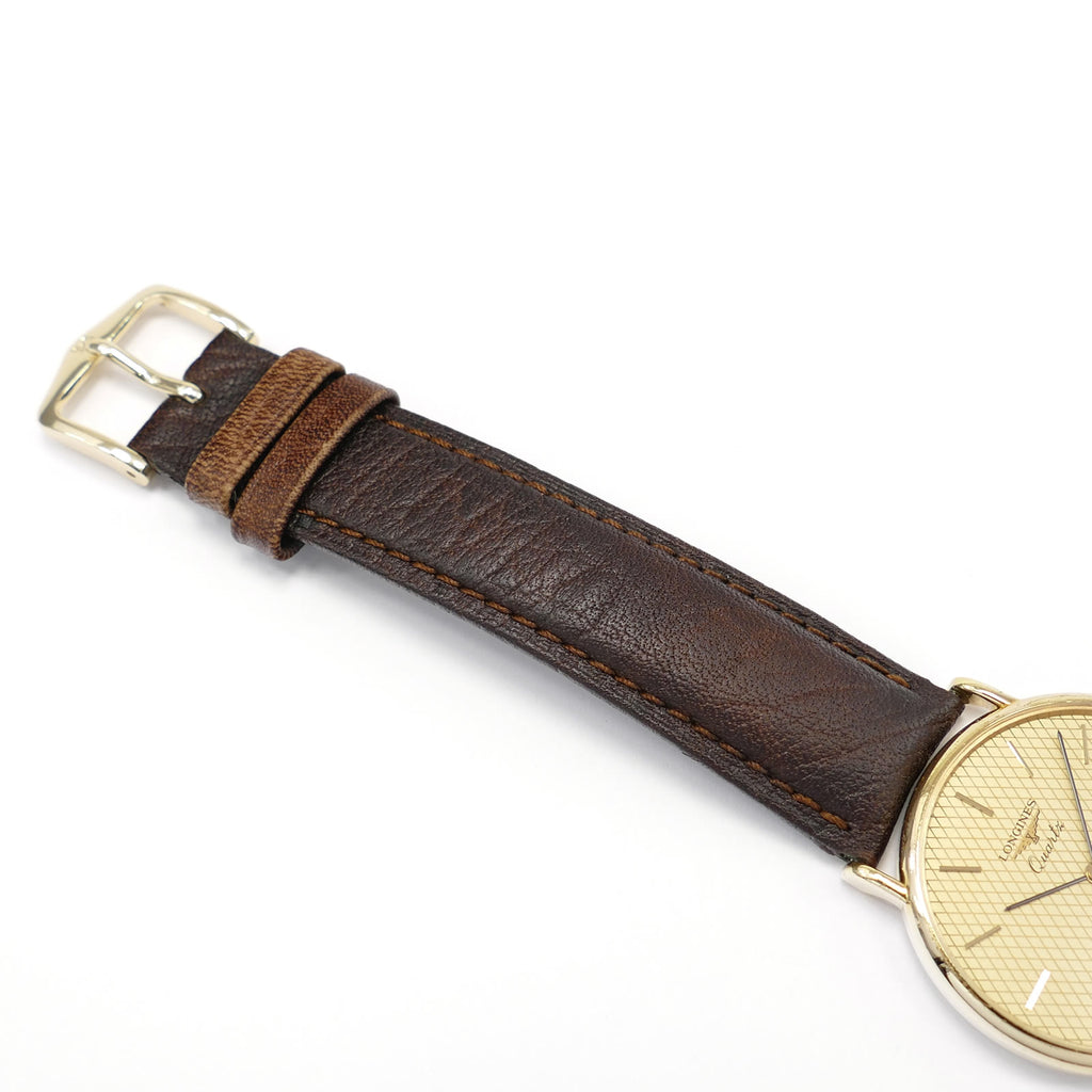 Longines Présence brown leather strap top
