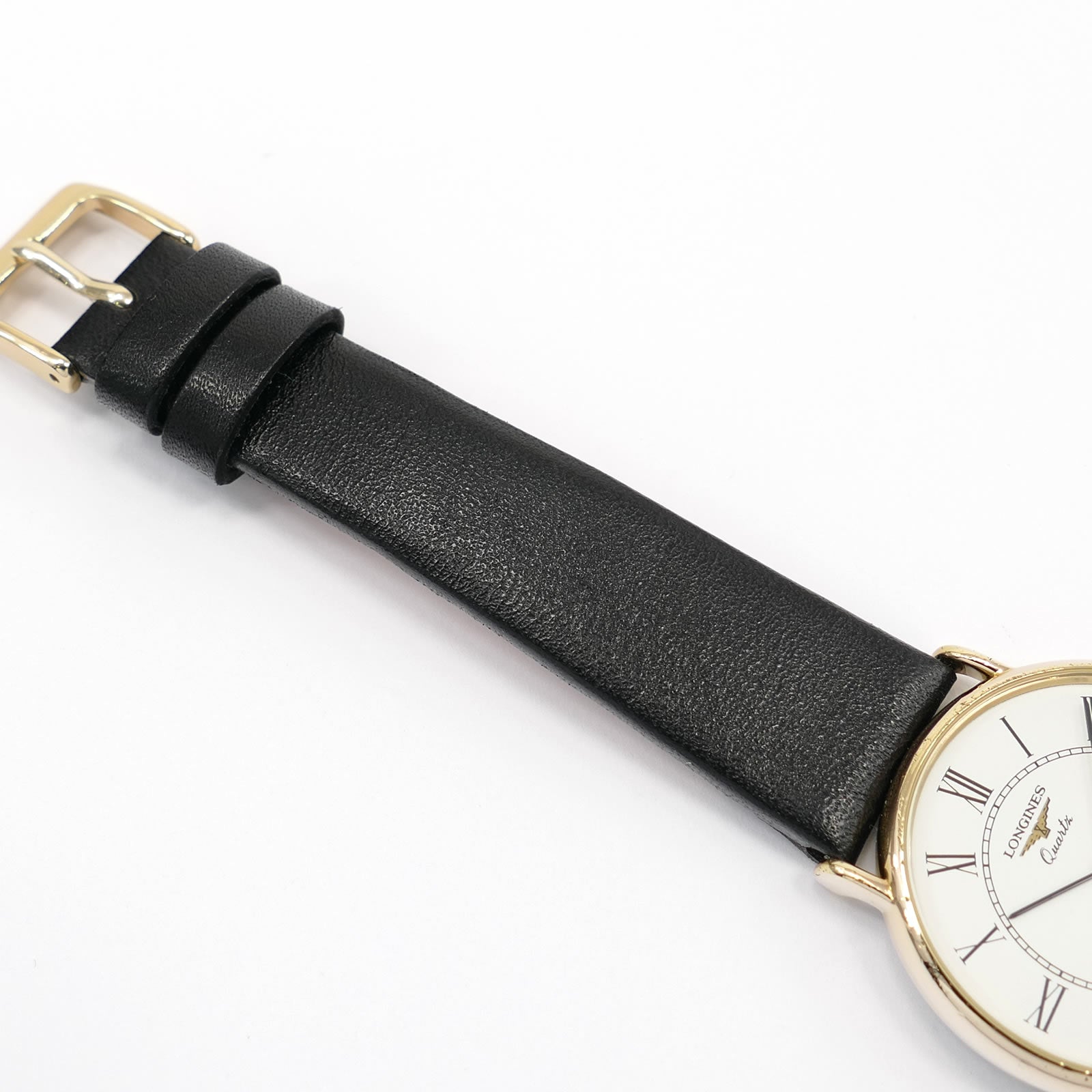 Longines Présence black leather strap top