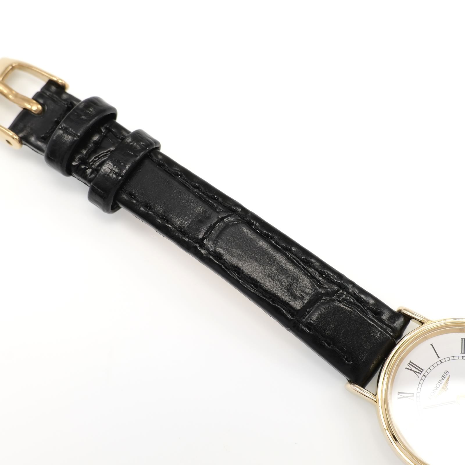 Longines Présence L4.137.2 black leather strap top