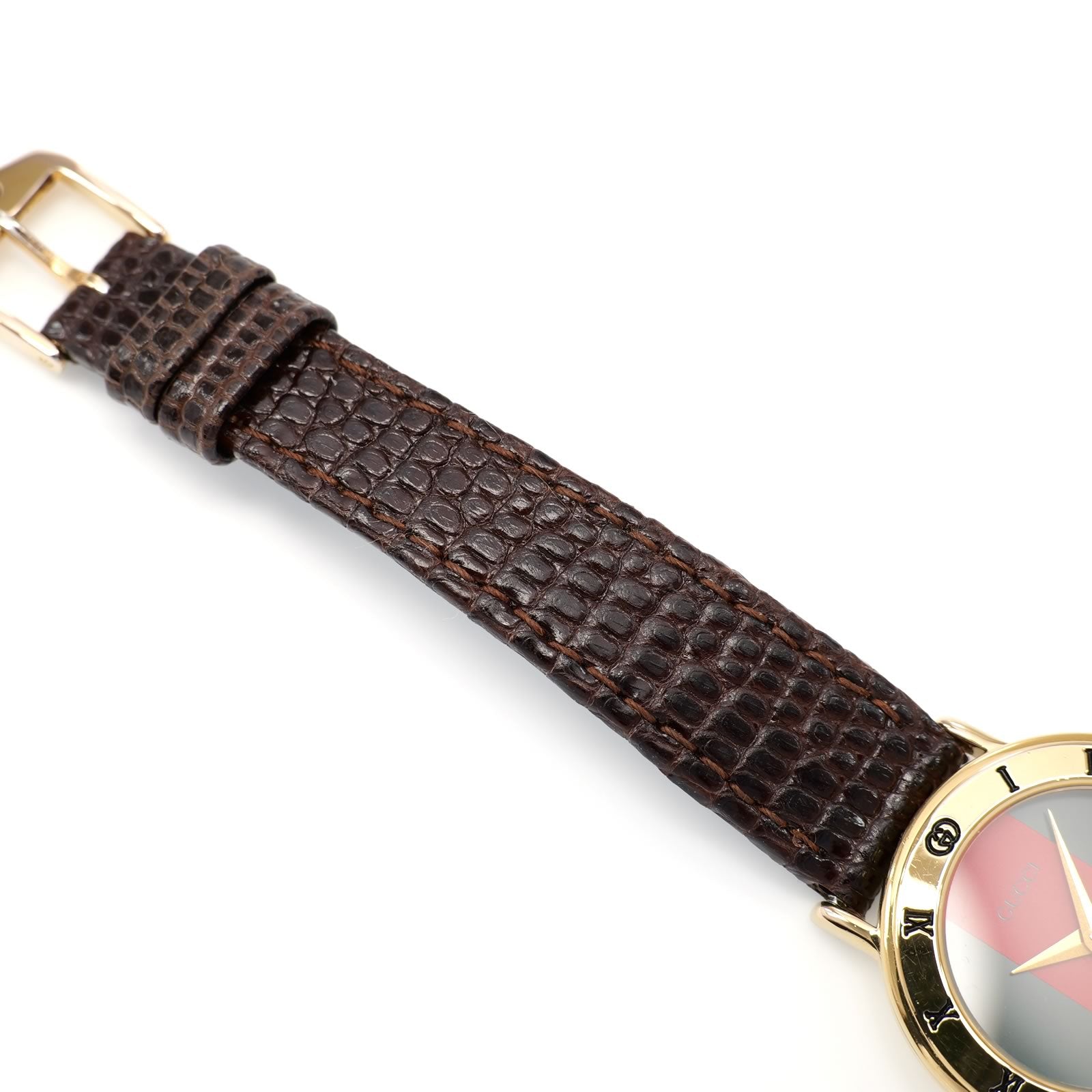 Gucci 3000L lizard brown leather strap top