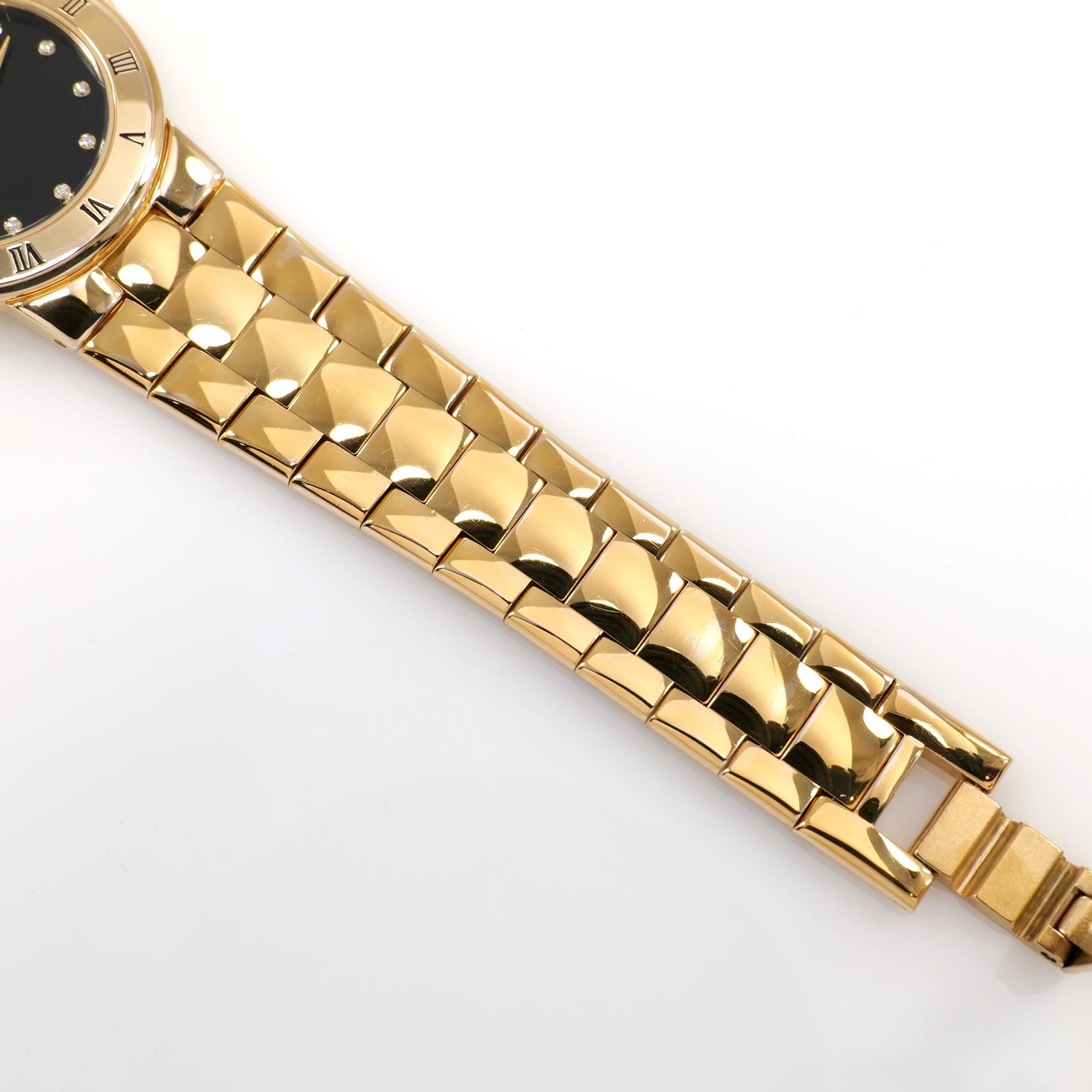 Gucci 3300L Black Dial 18k Gold Plated Ladies 25mm with Diamonds