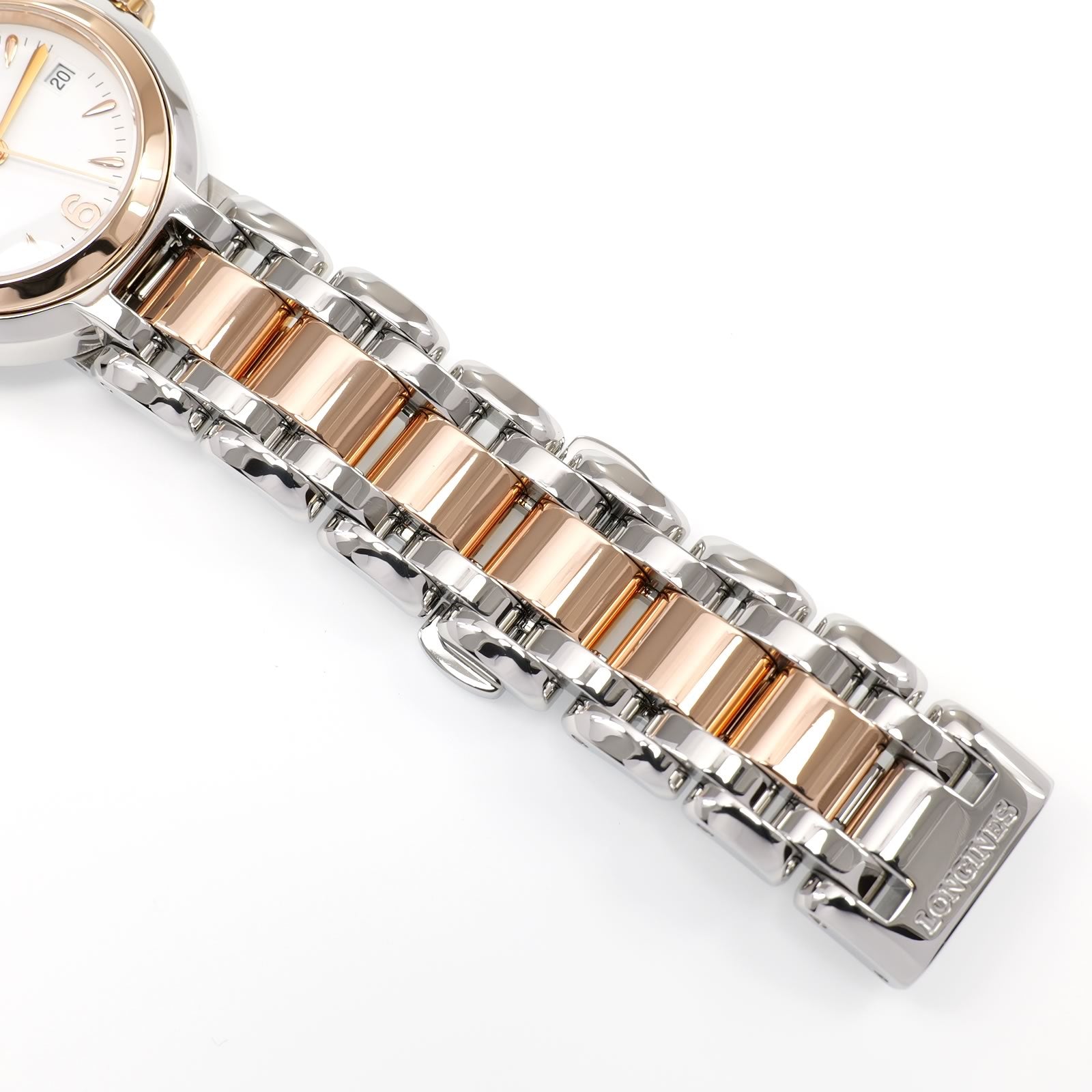 Longines PrimaLuna L8.110.5 stainless steel and 18k Rose Gold bracelet bottom