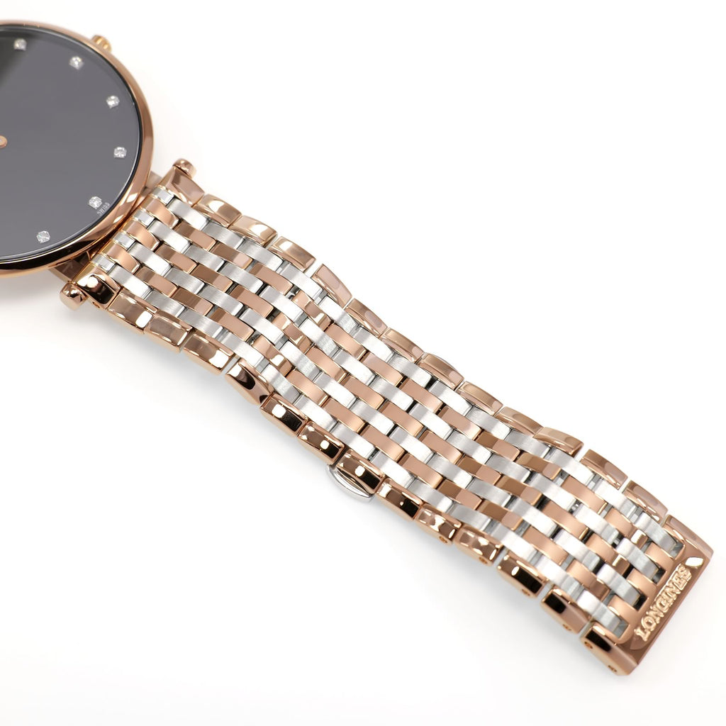 Longines La Grande Classique L4.766.1 stainless steel and Red Gold PVD bracelet bottom