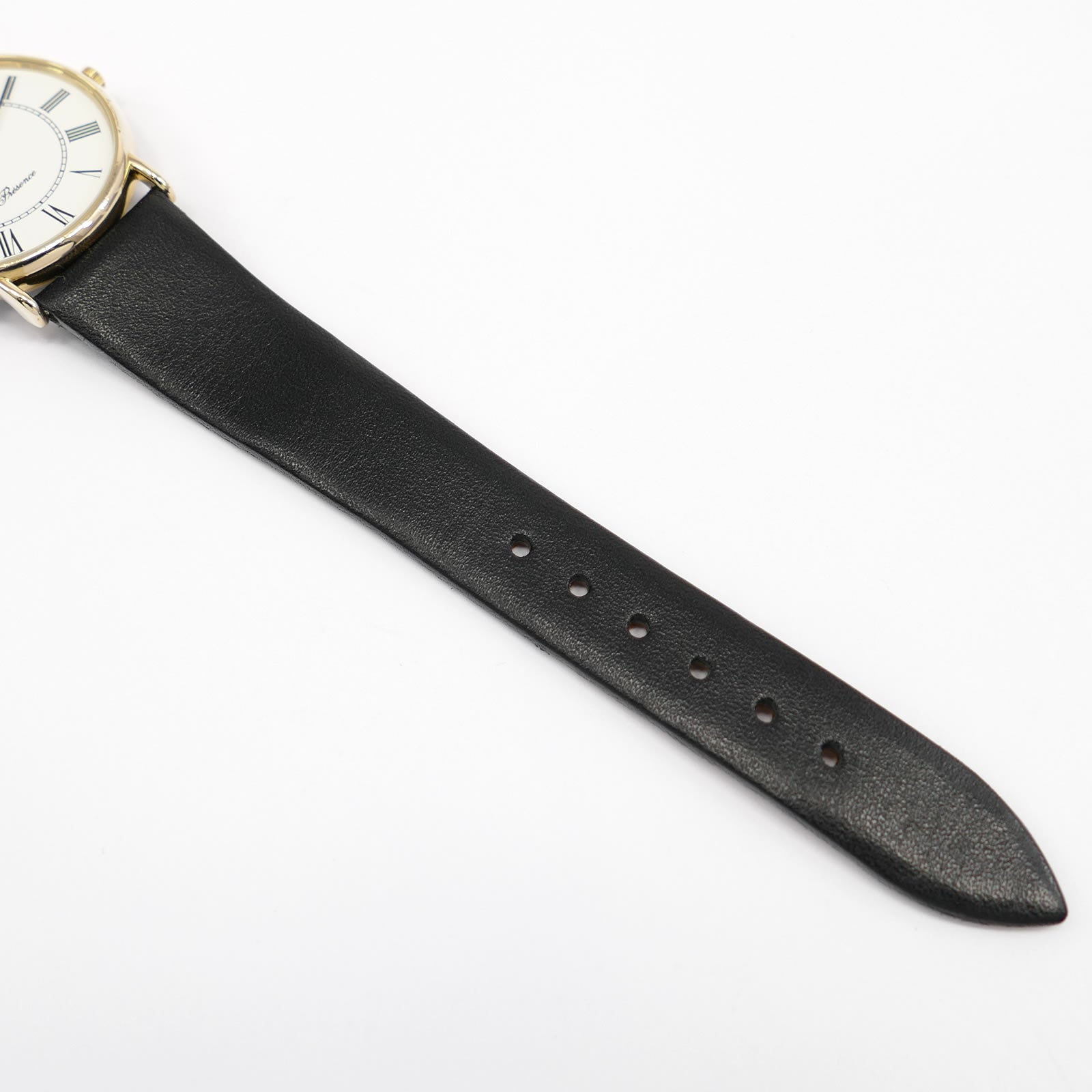 Longines Présence black leather strap bottom