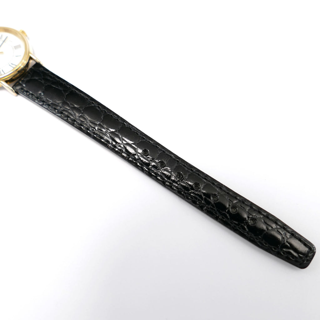 Longines Présence L4.136.2 black leather crocodile grain strap bottom