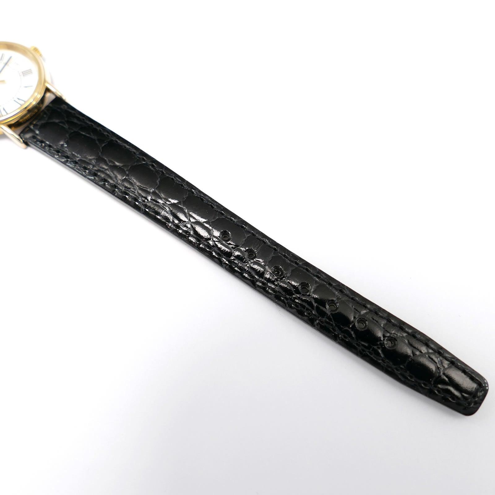 Longines Présence L4.136.2 black leather crocodile grain strap bottom
