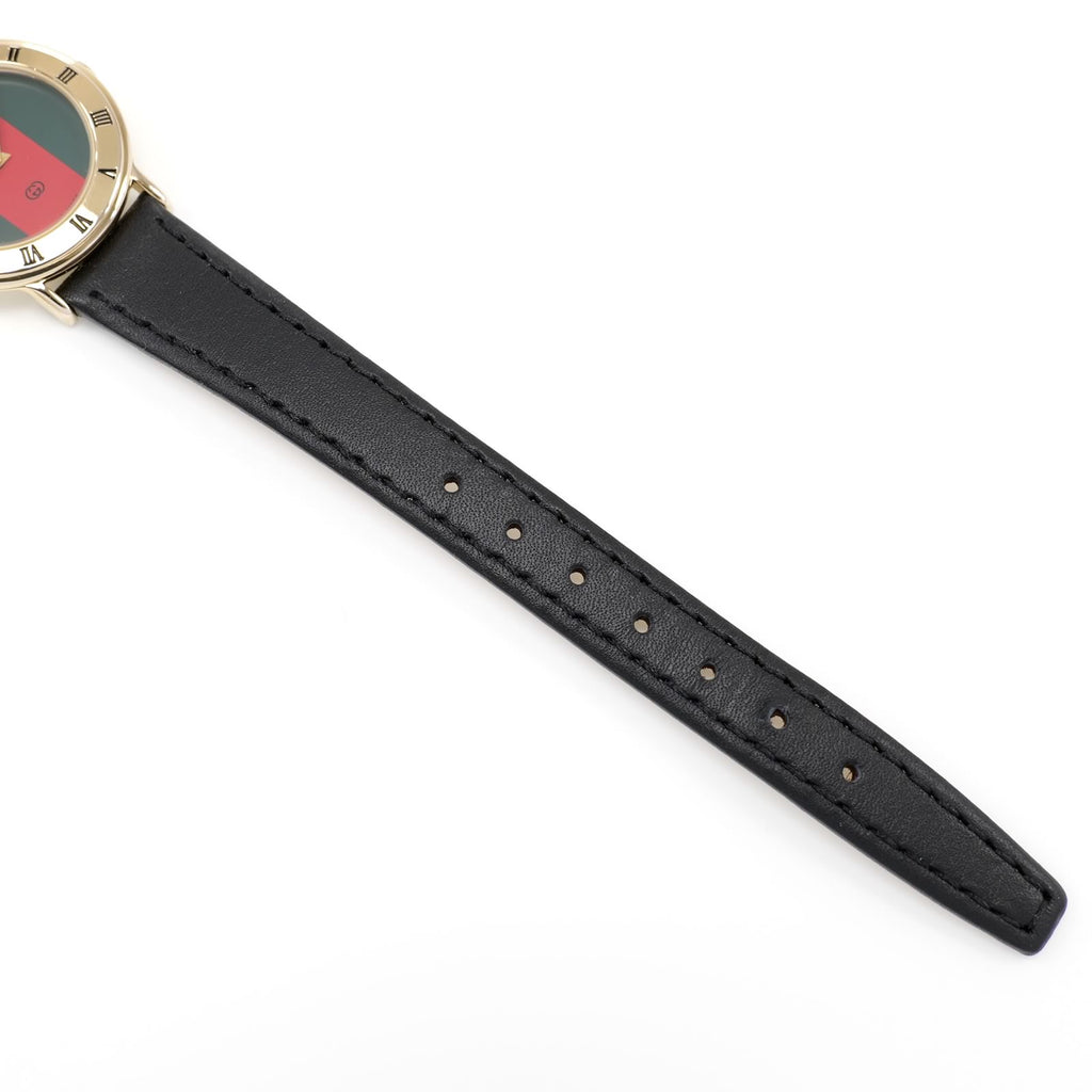 Gucci 3000L black leather strap bottom