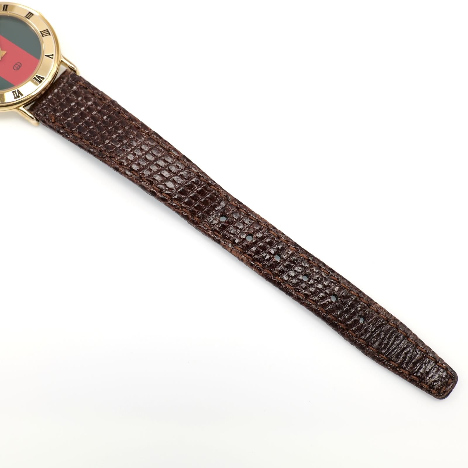 Gucci 3000L lizard brown leather strap bottom