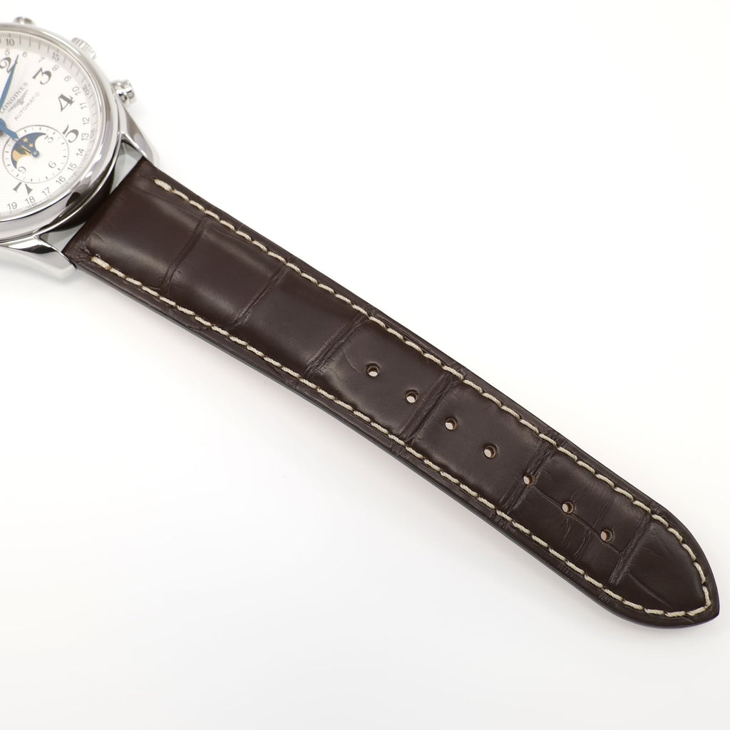 Longines Master Chronograph L2.673.4 brown alligator leather strap bottom