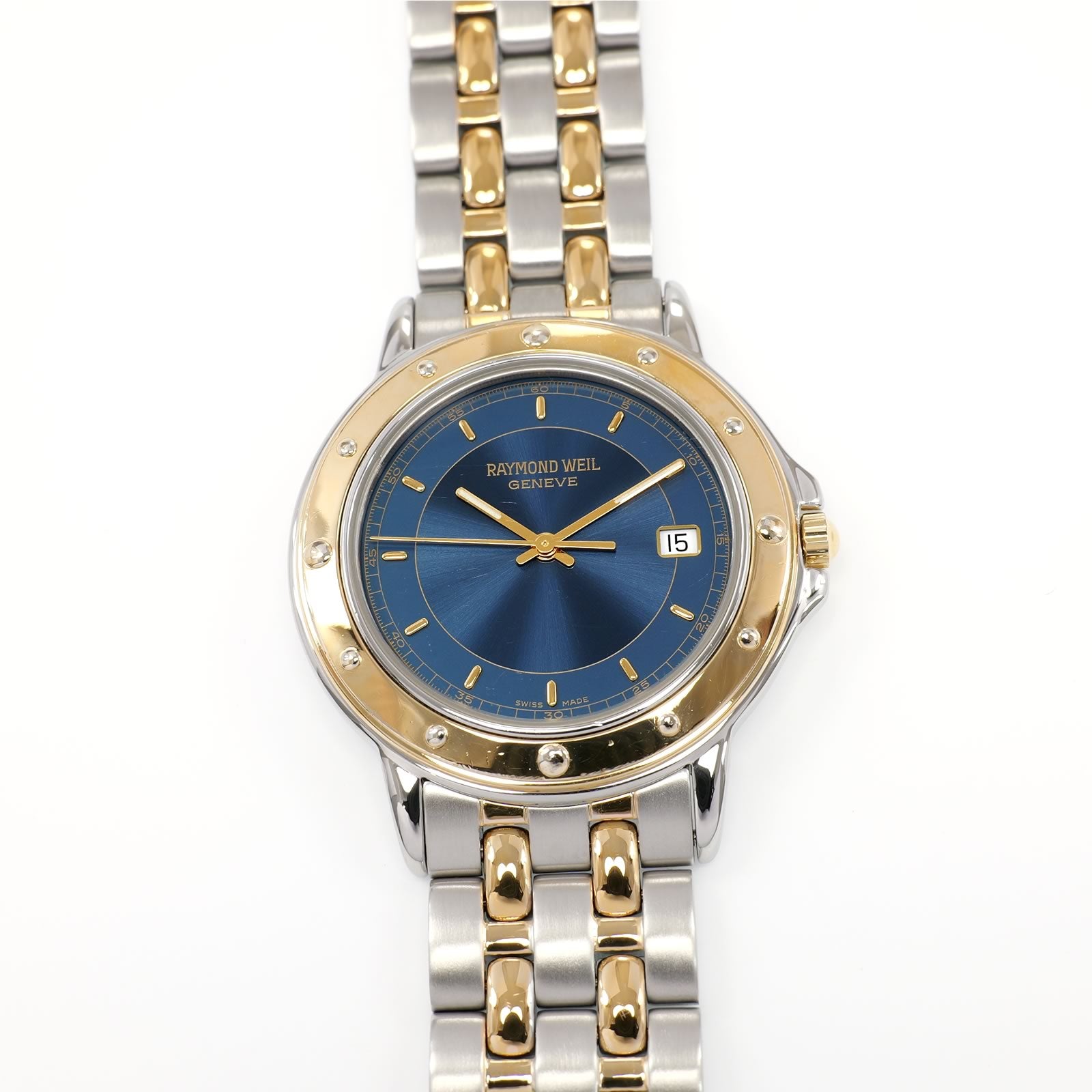 Raymond Weil Tango 5560 Men's 35mm Blue Dial Part 18k Gold Plated