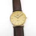 Longines Présence 18k Gold Plated Champagne Diamond Pattern Dial Men's 32mm 150.6799