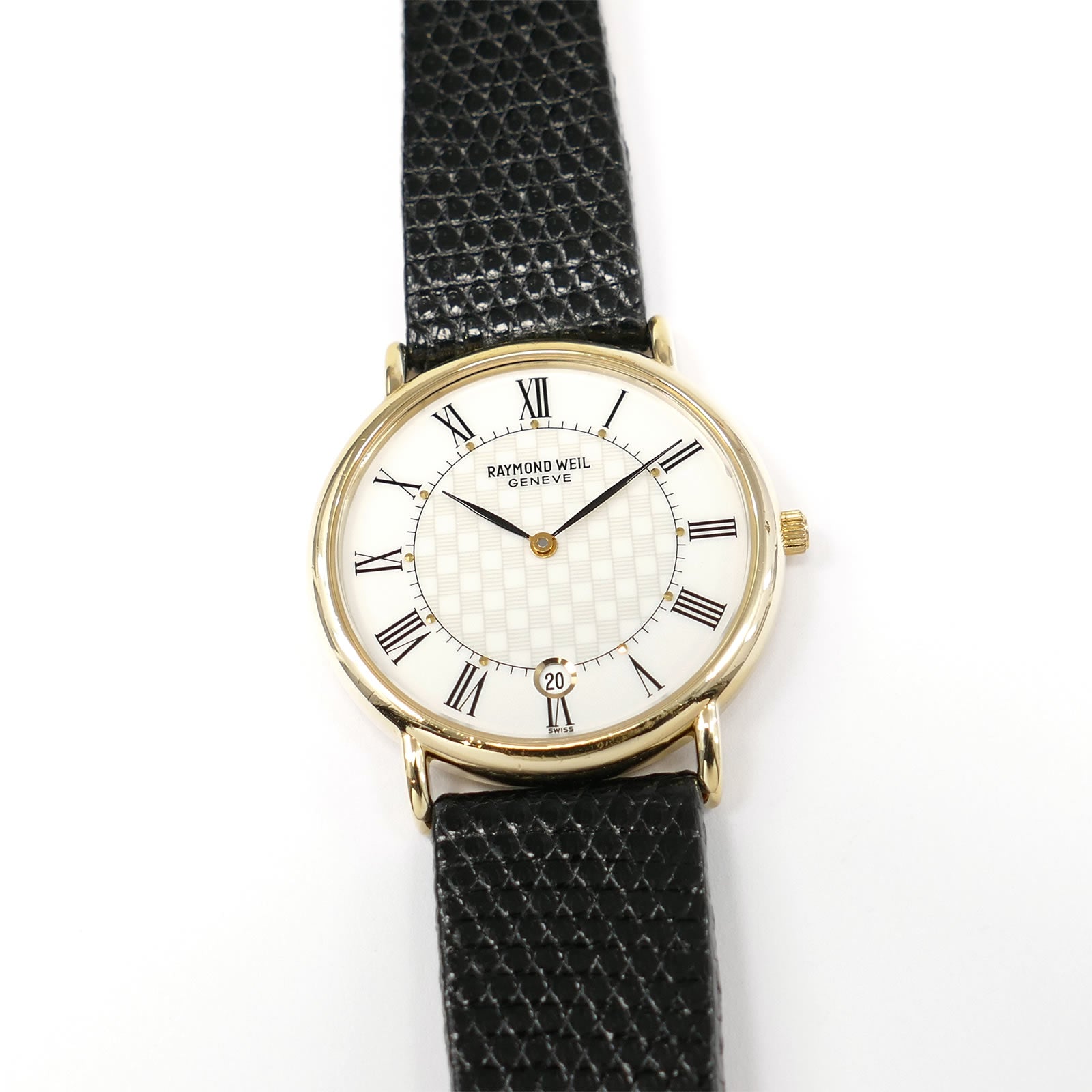 Raymond Weil Men's 31mm Vintage 18k Gold Plated White Chequered Dial 9124-2