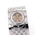 Gucci Twirl 112 Ladies 33mm Brown Sunburst Dial Wide Steel Bangle YA112401