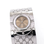 Gucci Twirl 112 Ladies 33mm Brown Sunburst Dial Wide Steel Bangle YA112401