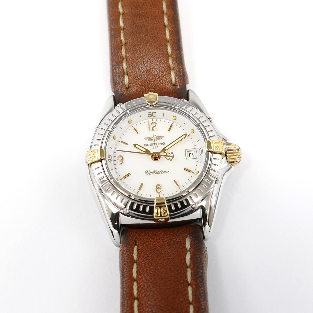Breitling Callistino B52045 White Mother of Pearl with 18k Gold Ladies 28mm