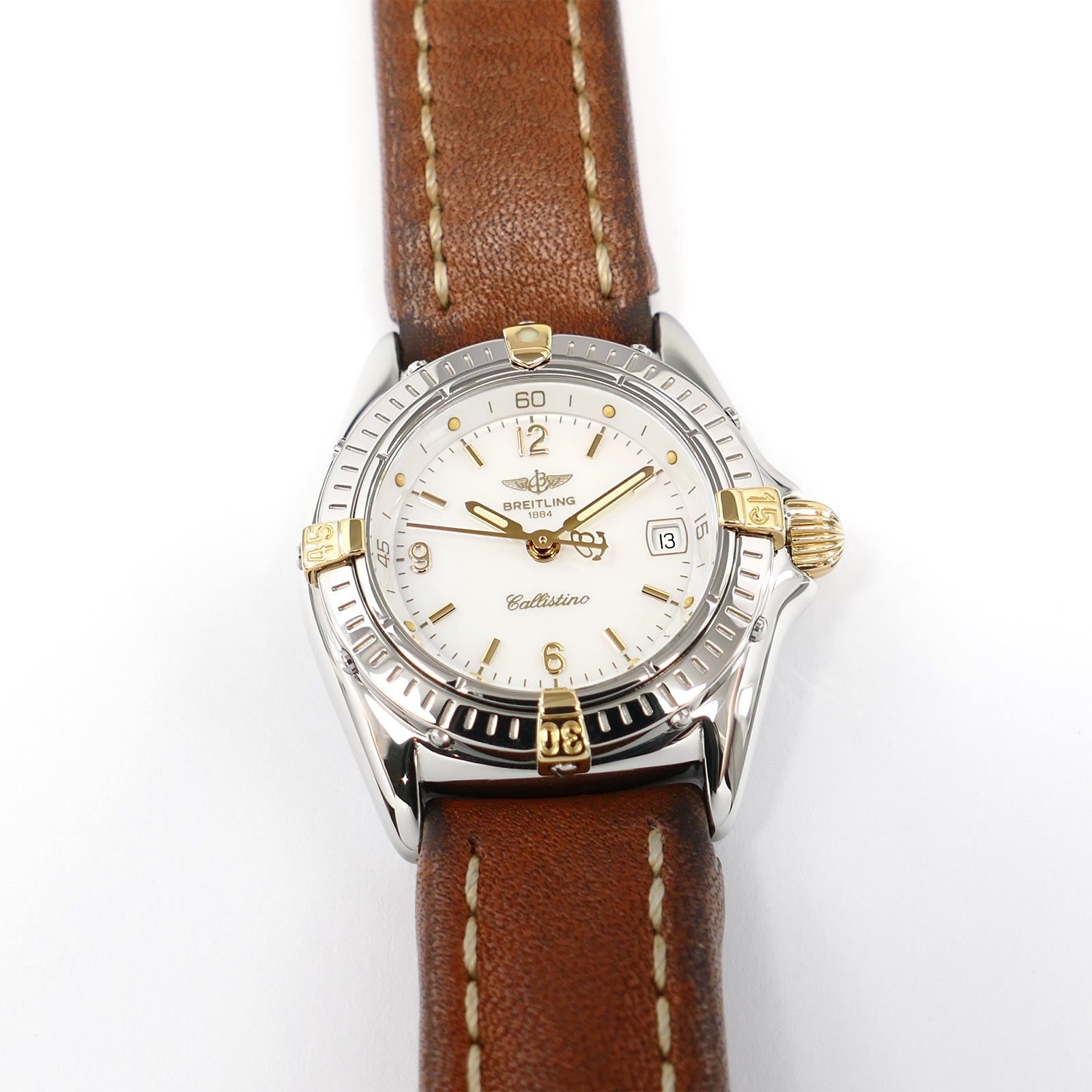 Breitling Callistino B52045 White Mother of Pearl with 18k Gold Ladies 28mm