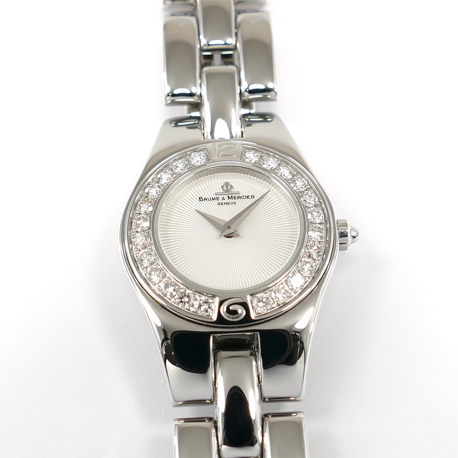 Baume & Mercier Linea 65339 Silver Dial 24 Diamond Bezel Ladies 24mm M0A08136