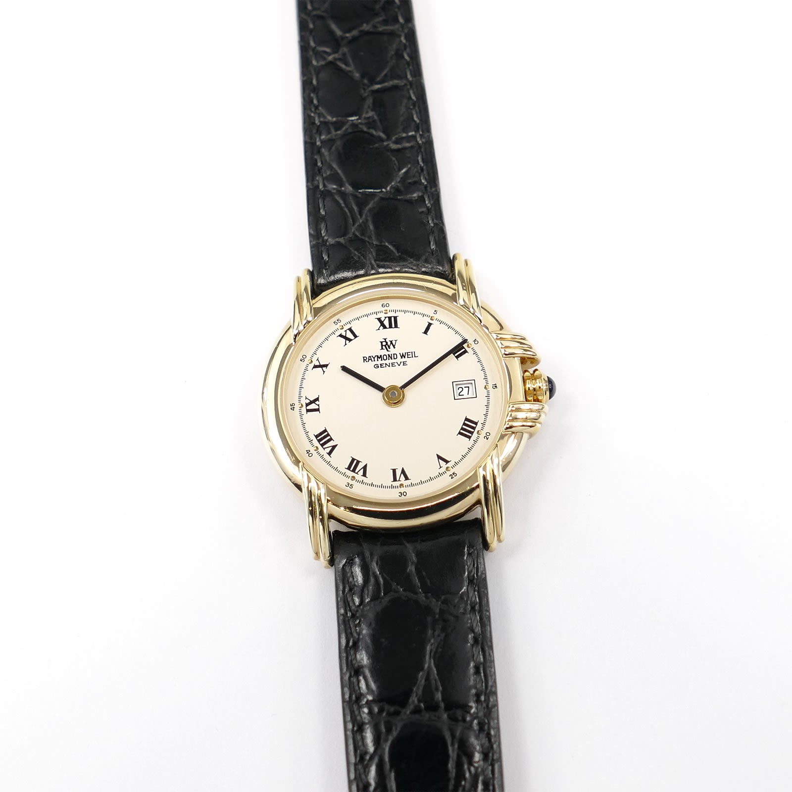 Raymond Weil Vintage 9955 Cream Roman Numeral Dial 18k Gold Plated Ladies 26mm