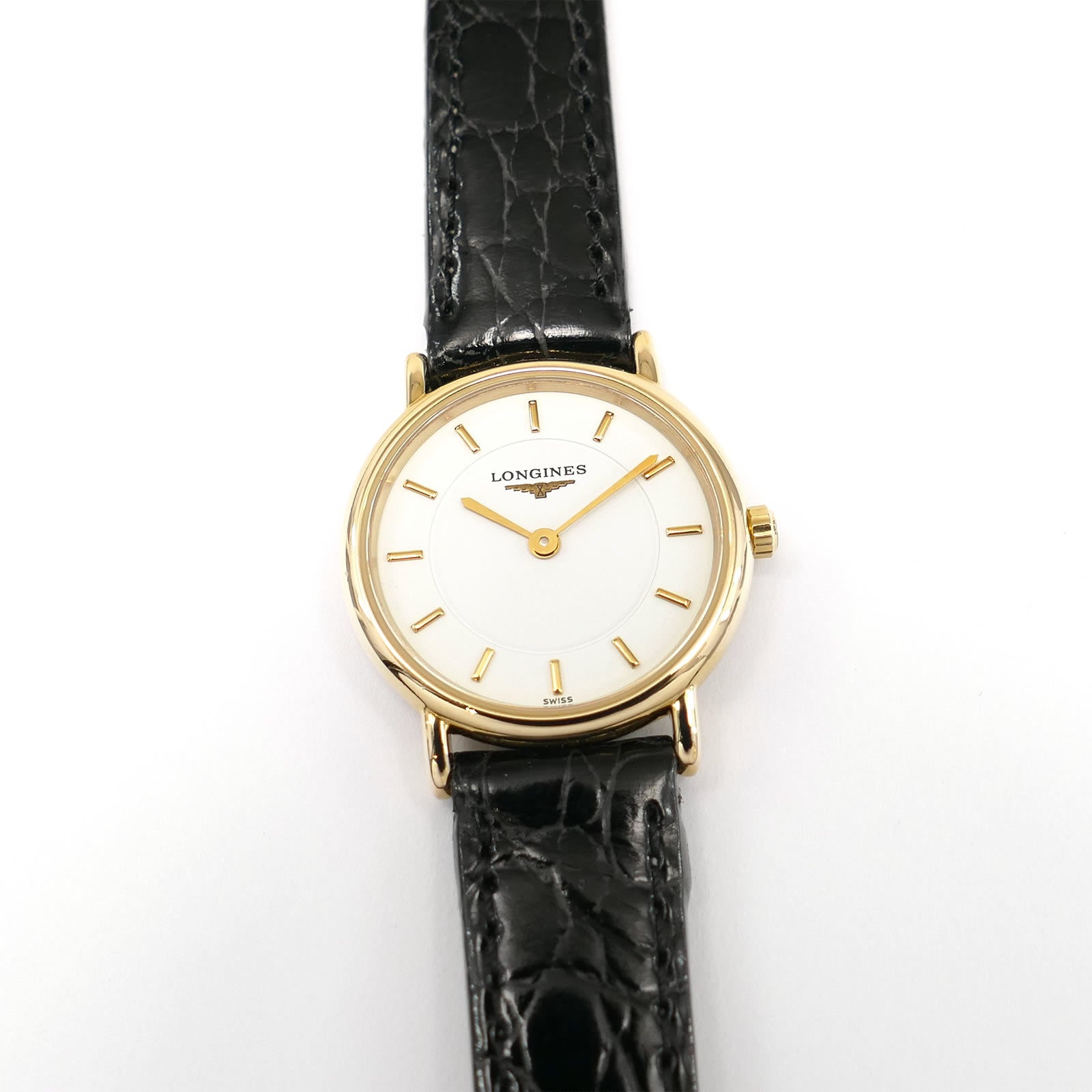 Longines Les Grandes Classiques L4.120.2 White Dial 18k Gold Plated Ladies 23mm L4.120.2.18.1