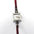Gucci Mini G 102 White Mother of Pearl Ladies 14mm Red Leather