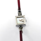 Gucci Mini G 102 White Mother of Pearl Ladies 14mm Red Leather