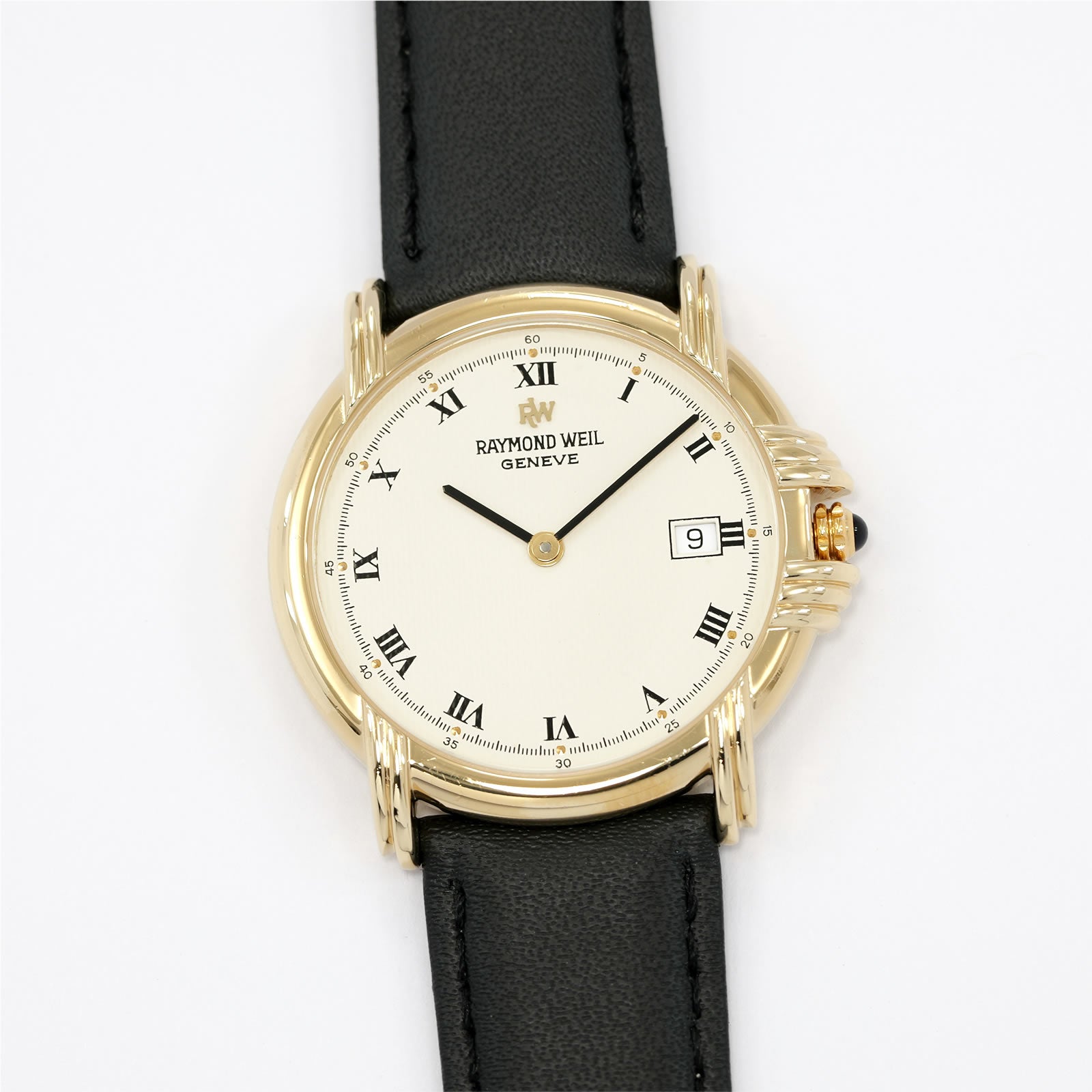 Raymond Weil Vintage 9155 Cream Roman Numeral Dial 18k Gold Plated Men's 34mm