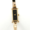 Gucci 1500L Ladies 12mm Black Dial on 18k Gold Plated Bangle Rectangular 1500