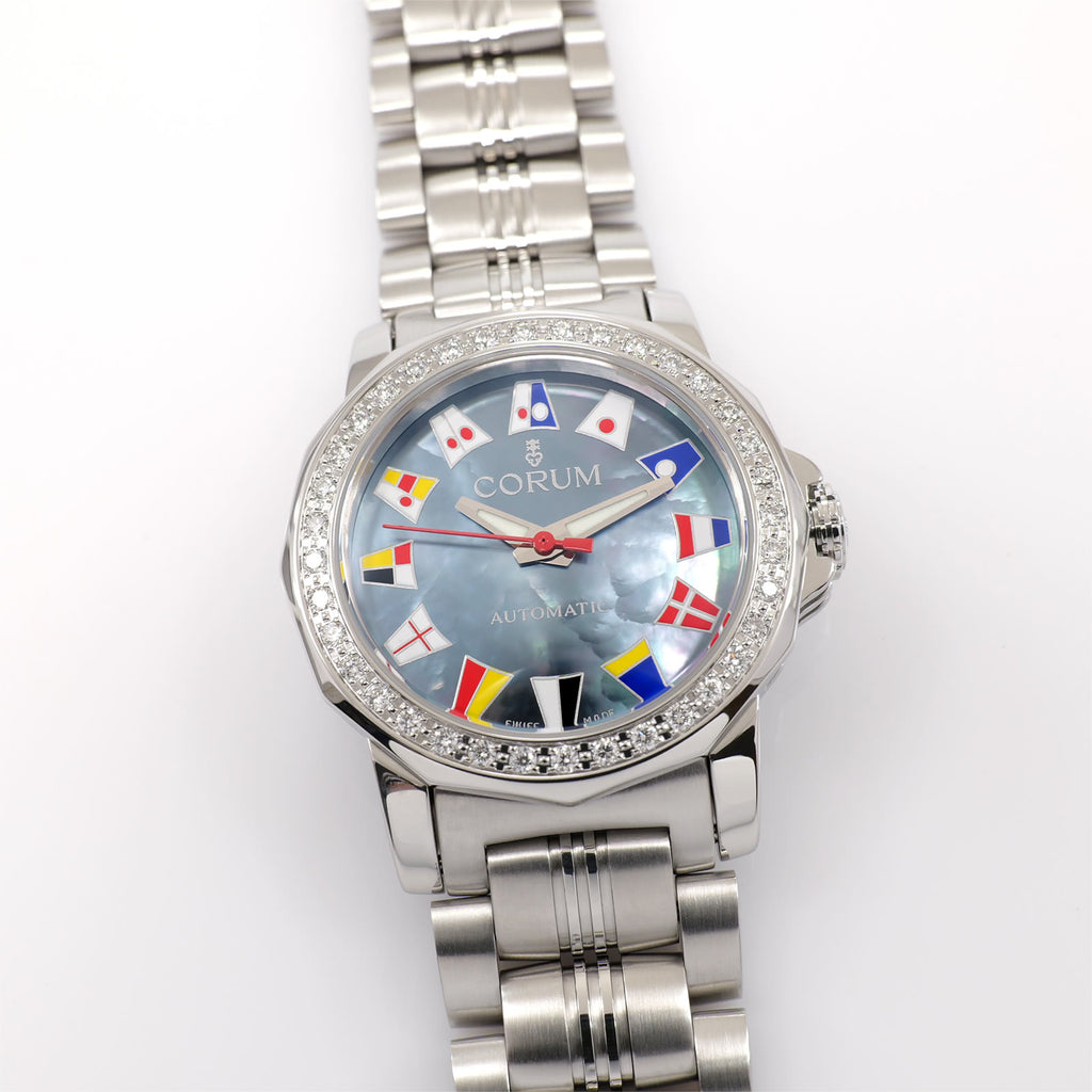 Corum Admiral's Cup 145.440.47 Blue Mother of Pearl 36 Diamonds Automatic 30mm