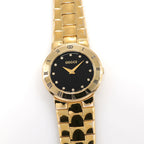 Gucci 3300L Black Dial 18k Gold Plated Ladies 25mm with Diamond Hour Markers
