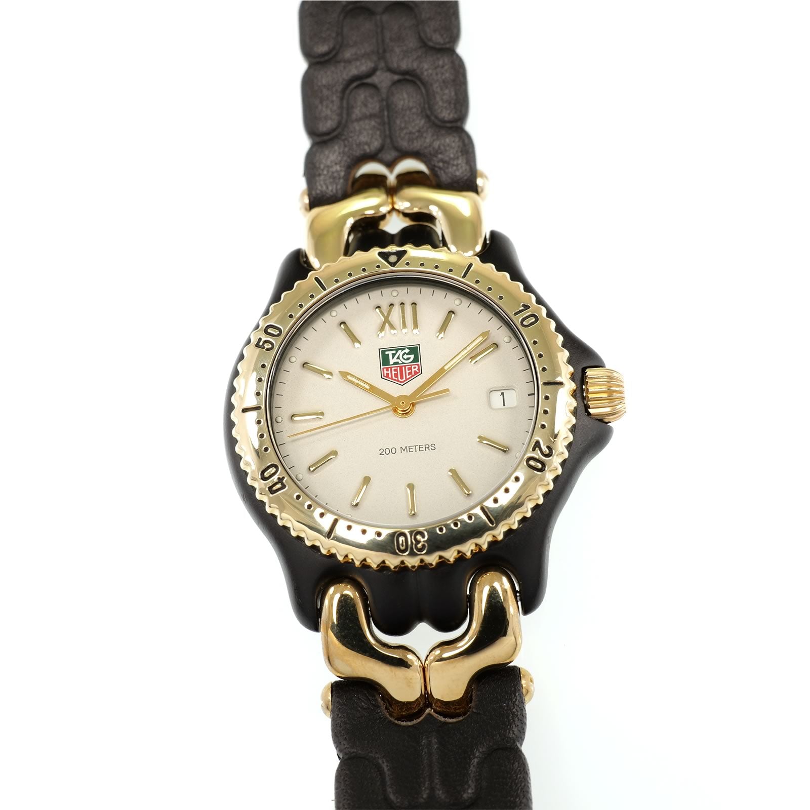 TAG Heuer SEL S93.313C Very Rare Cream Dial Black PVD and 18k Gold Plated 34mm