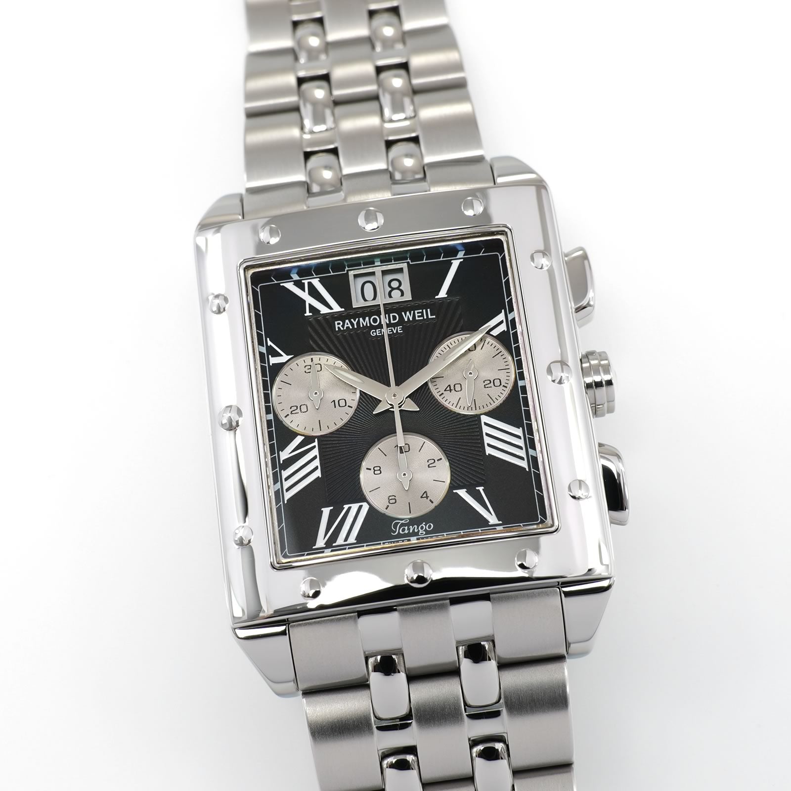 Raymond Weil Tango 4881 Chronograph Black Rectangular Grande Date 4881-ST-00209