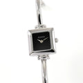 Gucci 1900L Black Dial Ladies 19mm Square Watch on 16.5cm Bangle Stainless Steel