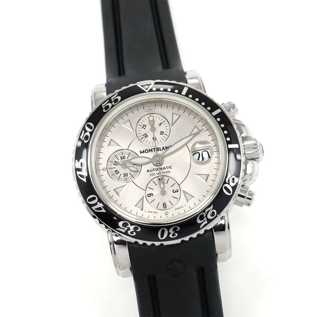 Montblanc Meisterstück 7034 Automatic Chronograph Silver 41mm on Rubber Strap