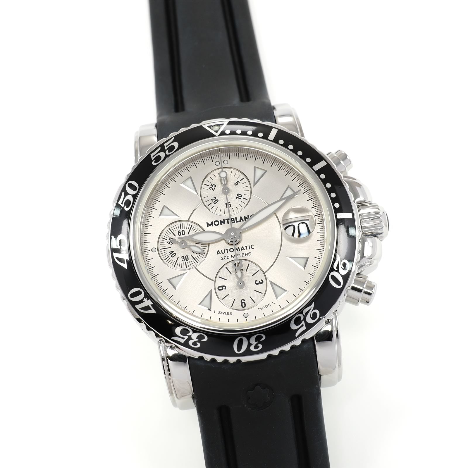 Montblanc Meisterstück 7034 Automatic Chronograph Silver 41mm on Rubber Strap