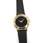 Gucci 3000L Black Dial 25mm Ladies 18k Gold Plated Roman Numerals 3000.2.L